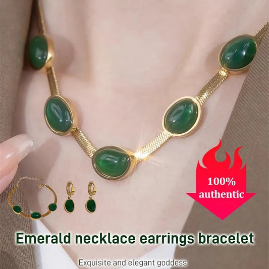 🔥🔥 Smaragd Halskette Ohrringe Armband